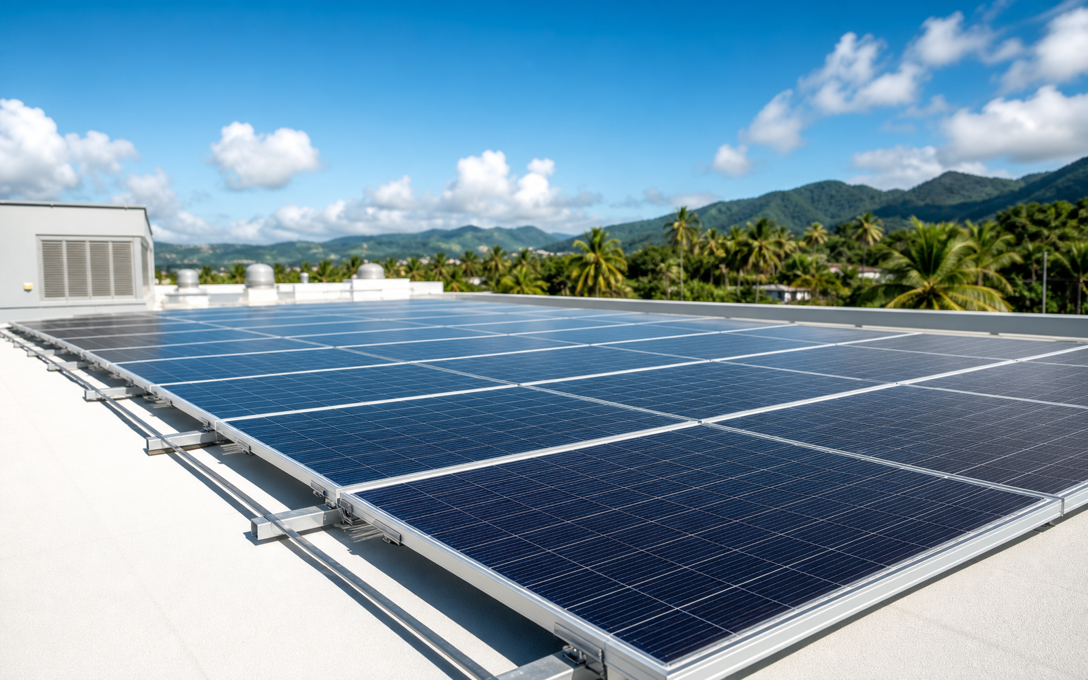 Premium solar panel rooftop installation inspired by Canadian Solar modules in Puerto Rico