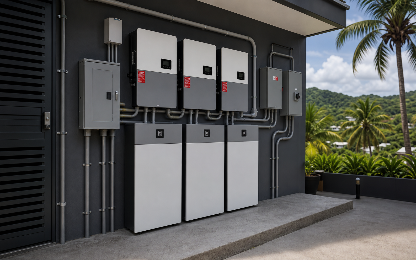 Premium battery storage system installation inspired by Fortress Power equipment in Puerto Rico