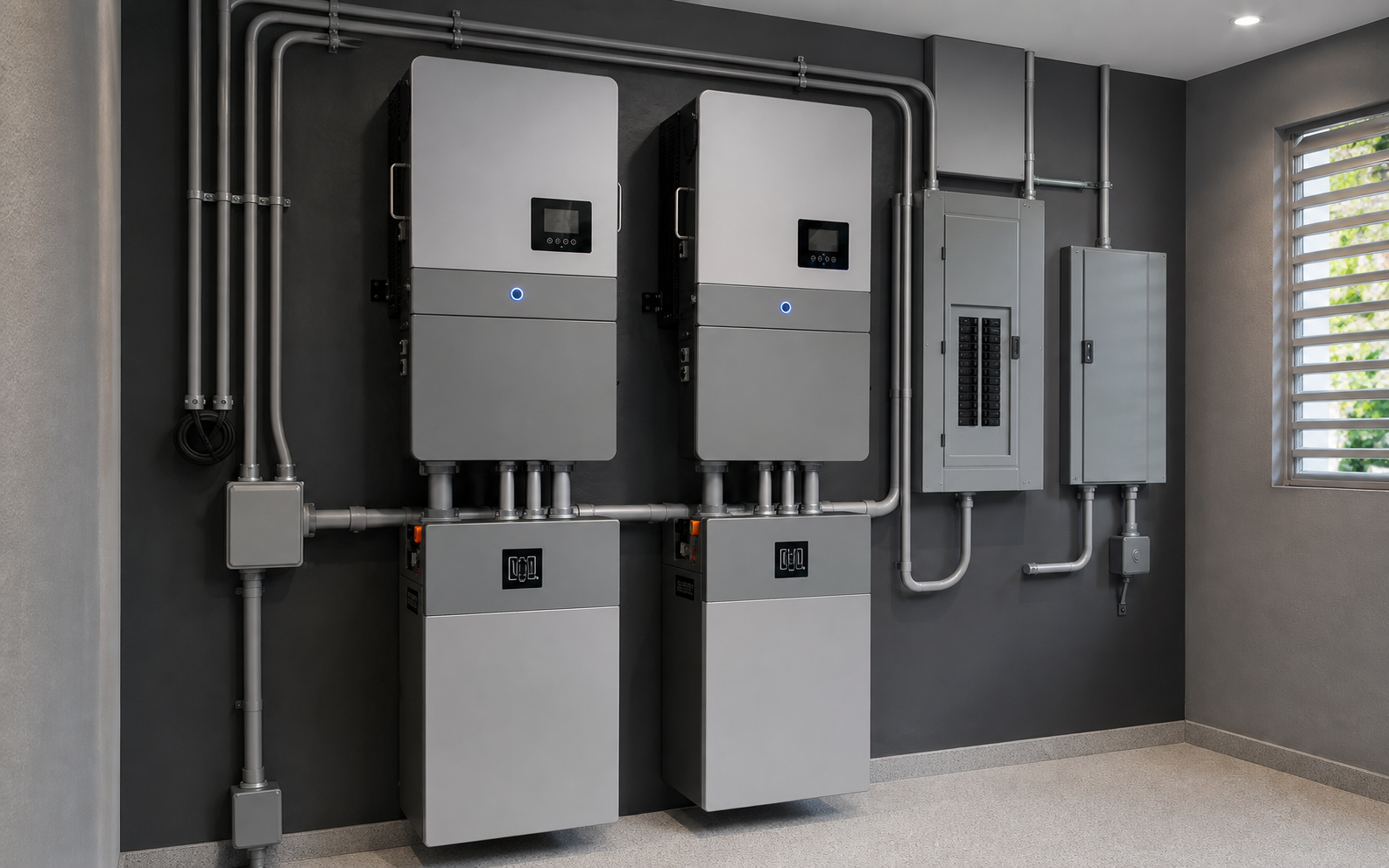 Premium hybrid inverter and battery system installation inspired by Sol-Ark equipment